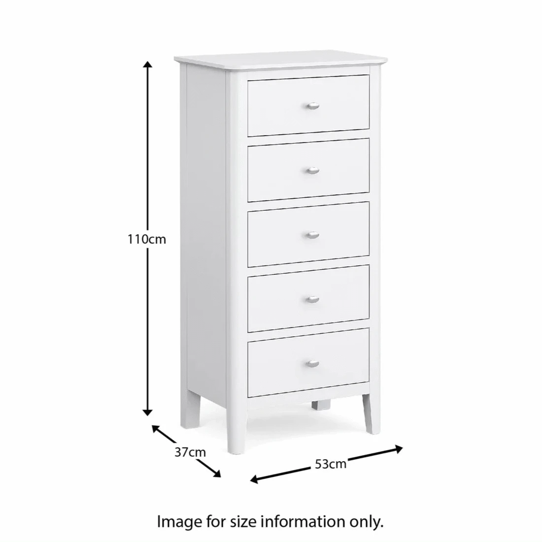 Purchase Hampstead White Painted 5-Drawer Tallboy for Modern Nursery Storage