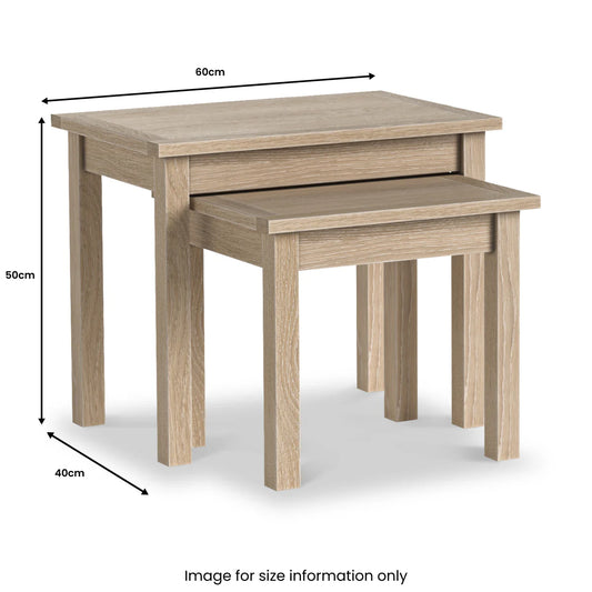 Purchase Modern Country Washed Oak Nest of 3 Tables Online - Blythe Living