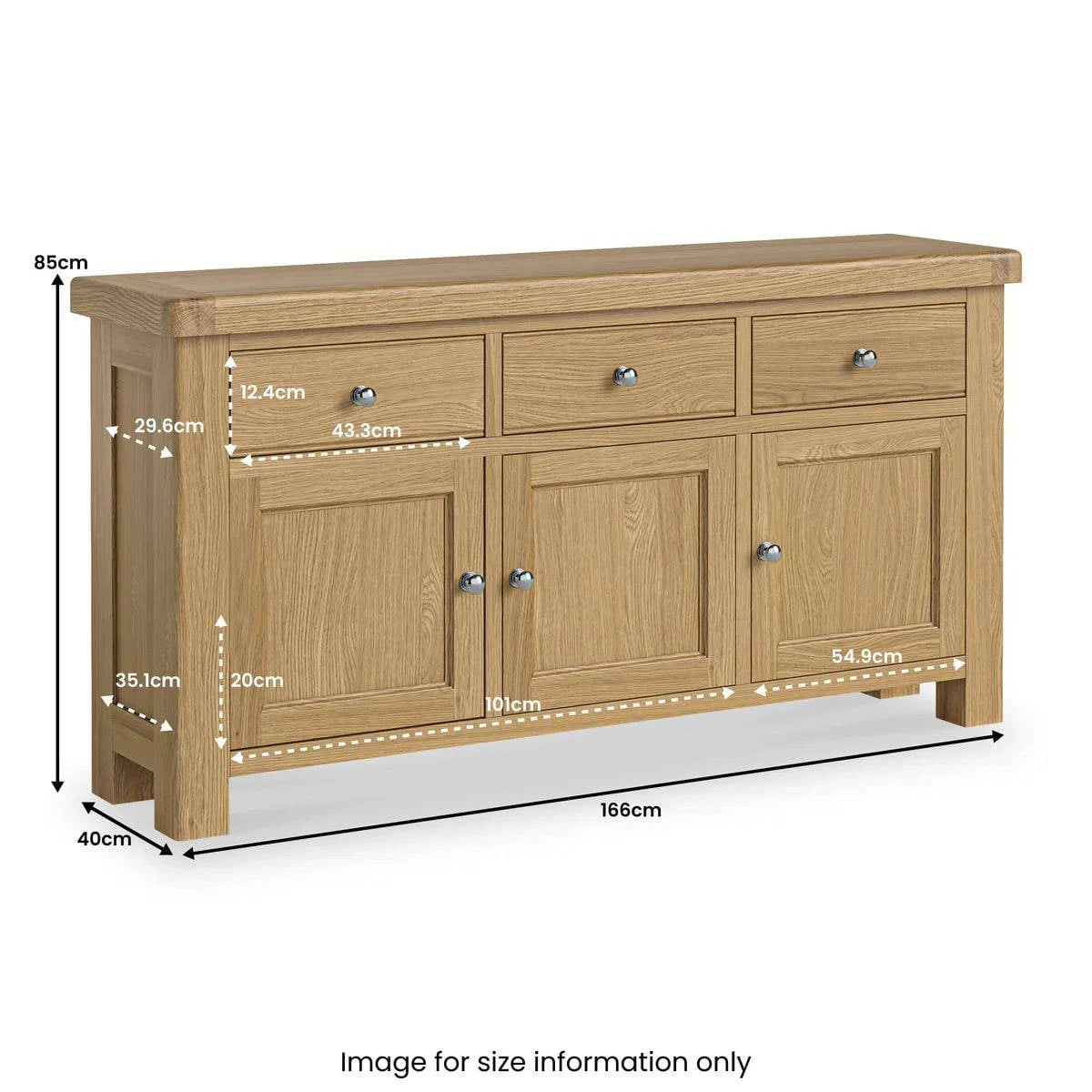 Purchase Normandy Large Oak Sideboard with Dovetail Drawers Delivered Fully Assembled