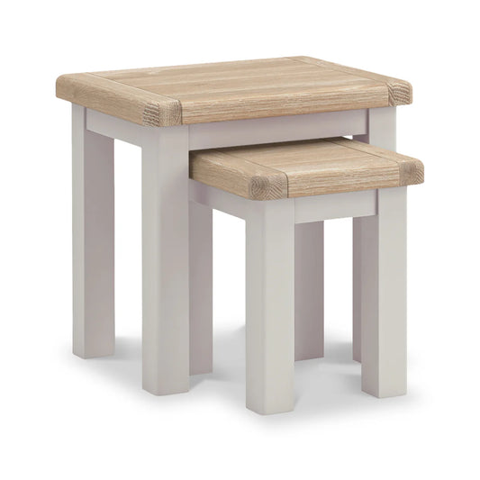 Purchase Salcombe Stone Grey and Oak Nest of 2 Tables Online - Blythe Living