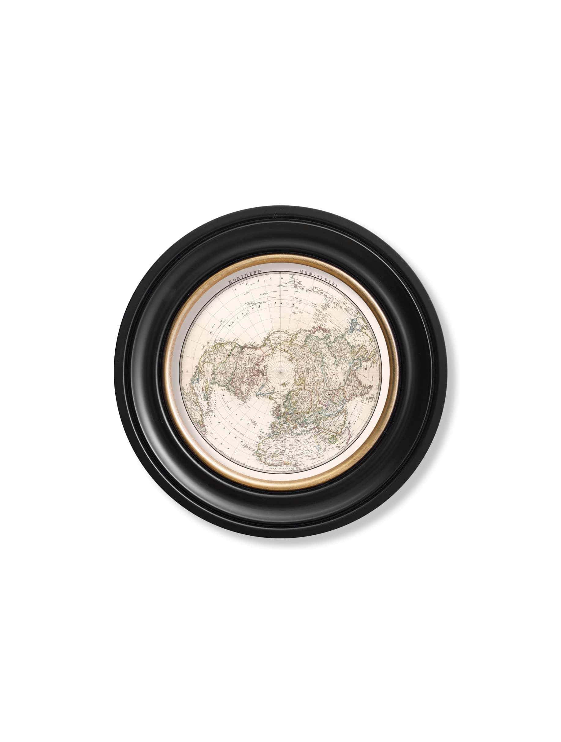 Purchase c.1838 Southern Hemisphere Map in Elegant Hand-Finished Round Frame