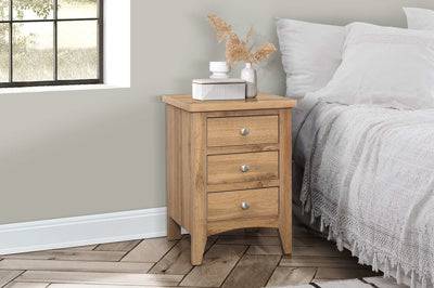 Quality Chic Hampstead 3 Drawer Bedside Oak - Blythe Living
