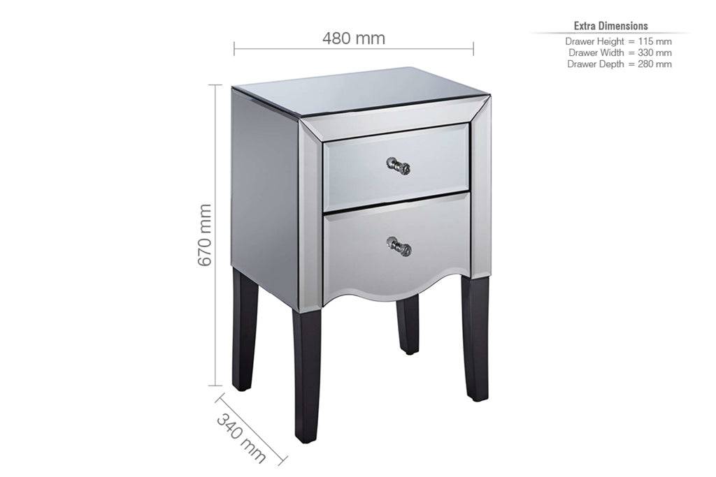 Quality Palermo 2 Drawer Bedside
