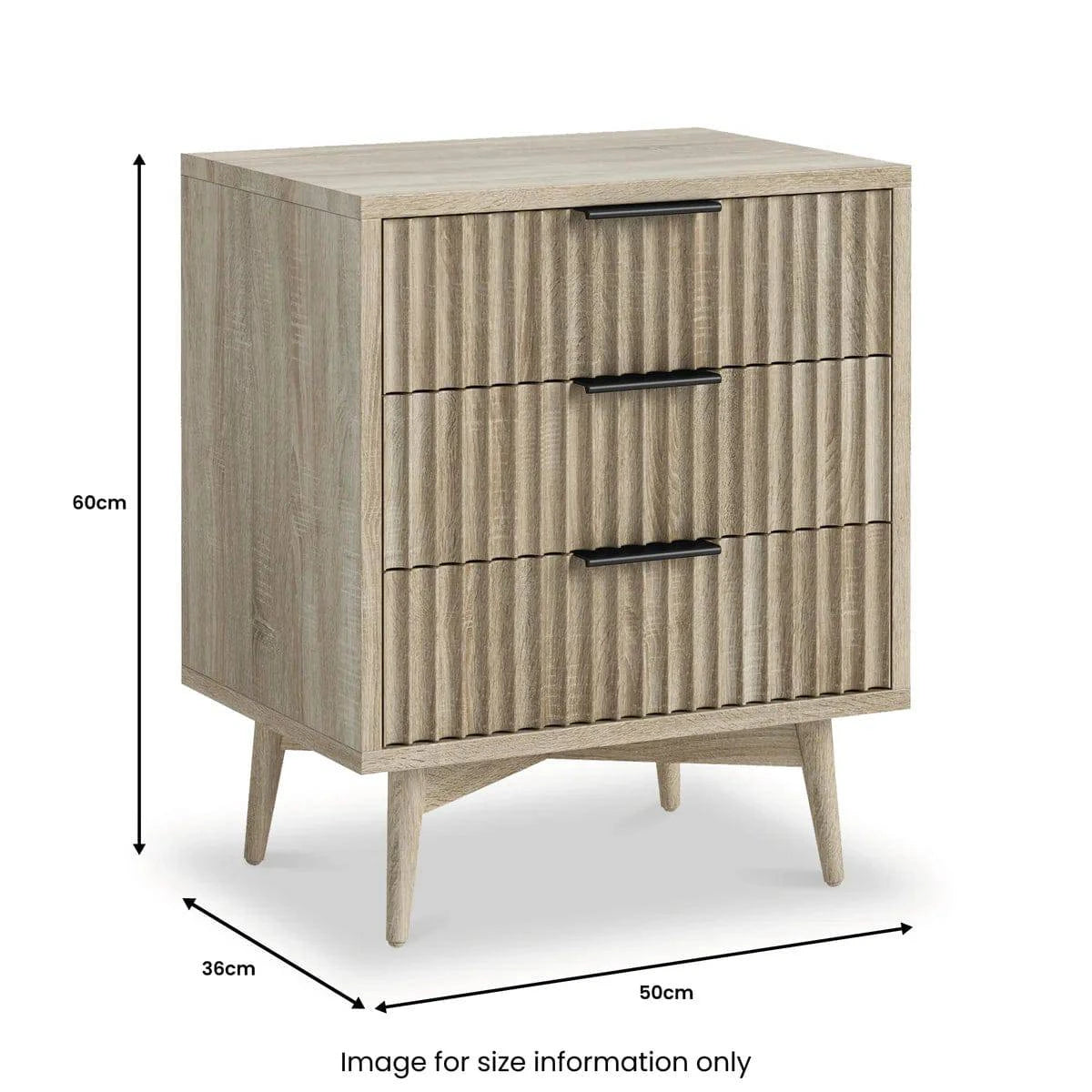 Enzo Oak 3 Drawer Bedside - Blythe Living