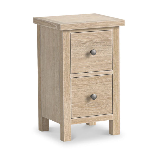Modern Country Washed Oak 2 Drawer Slim Bedside Table