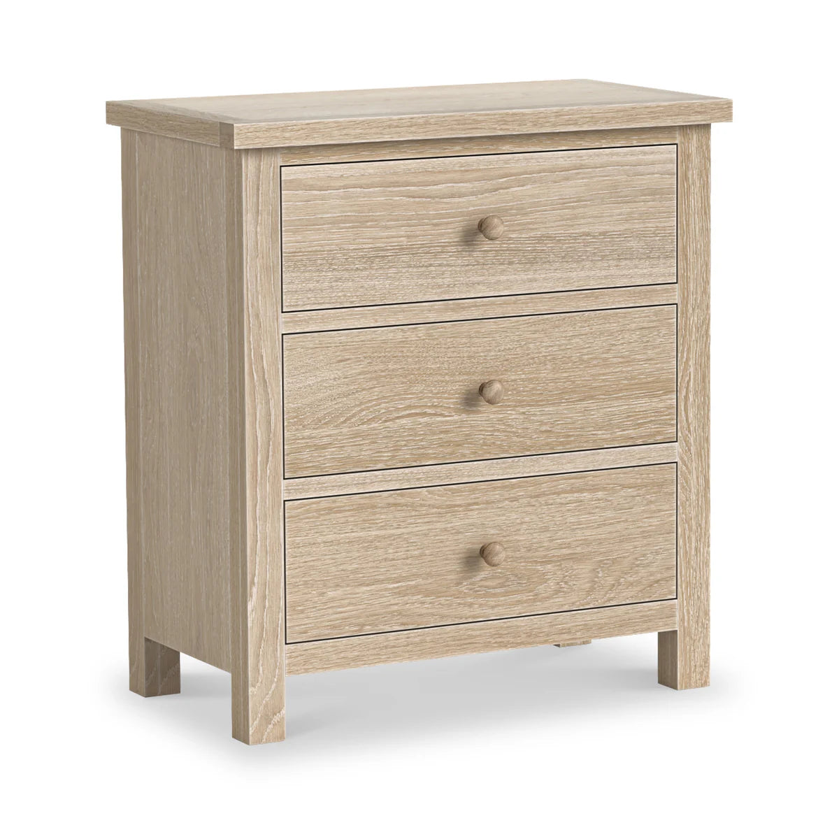 Modern Country Washed Oak 3 Drawer Chest of Drawers