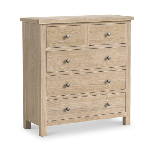 Modern Country Washed Oak 2 Over 3 Chest of Drawers