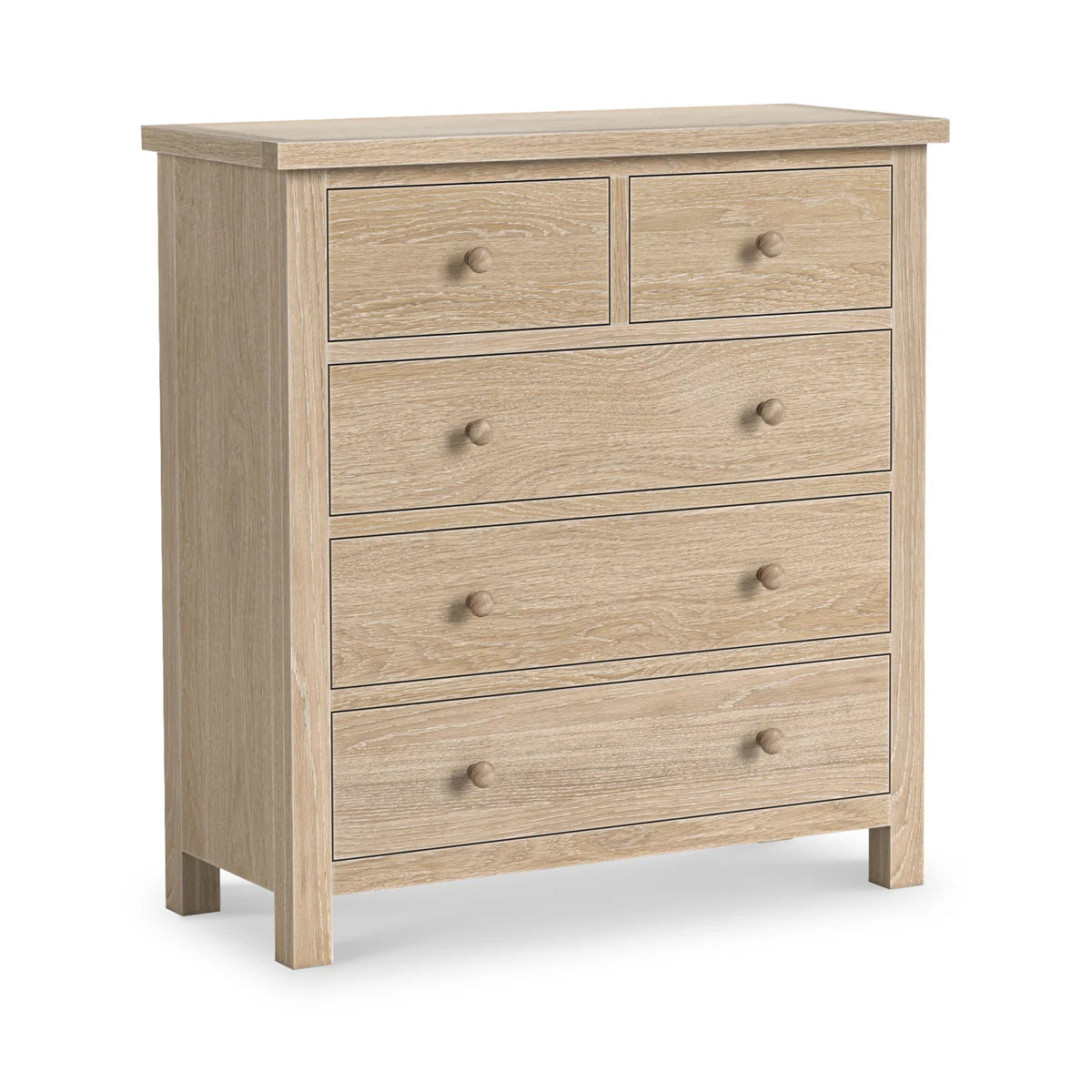 Modern Country Washed Oak 2 Over 3 Chest of Drawers
