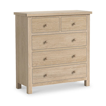 Modern Country Washed Oak 2 Over 3 Chest of Drawers