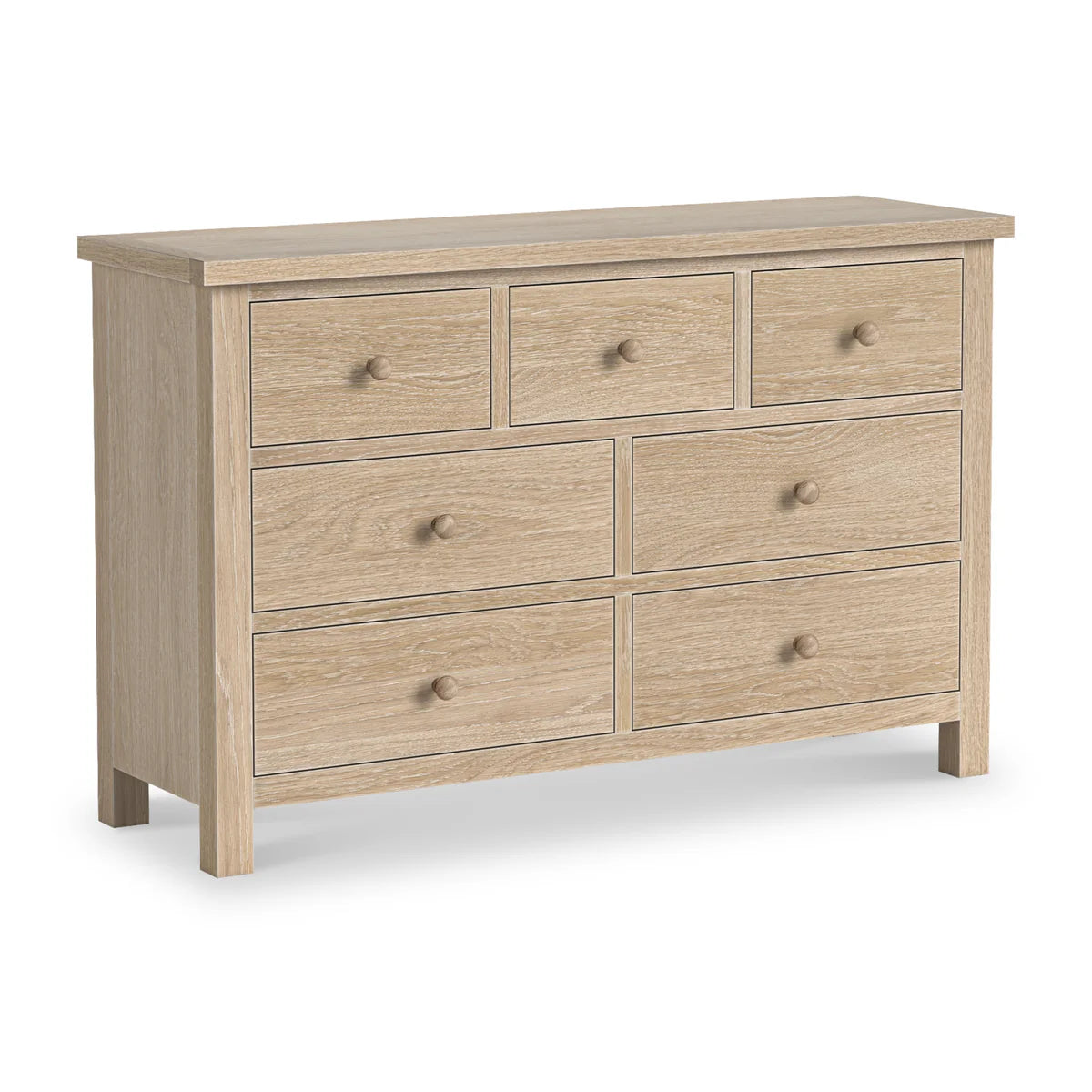 Modern Country Washed Oak 3 Over 4 Chest of Drawers