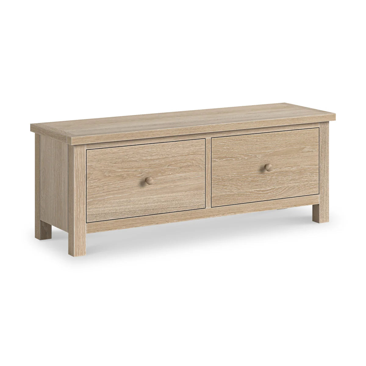 Modern Country Washed Oak 2 Drawer Blanket Bench