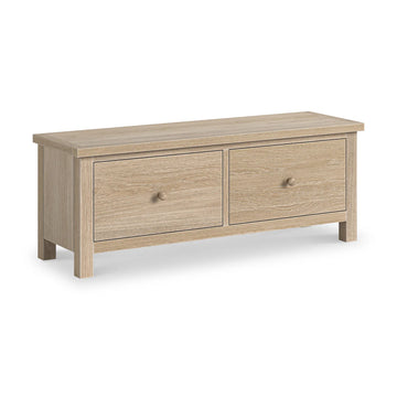 Modern Country Washed Oak 2 Drawer Blanket Bench