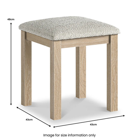 Modern Country Washed Oak Boucle Dressing Table Stool