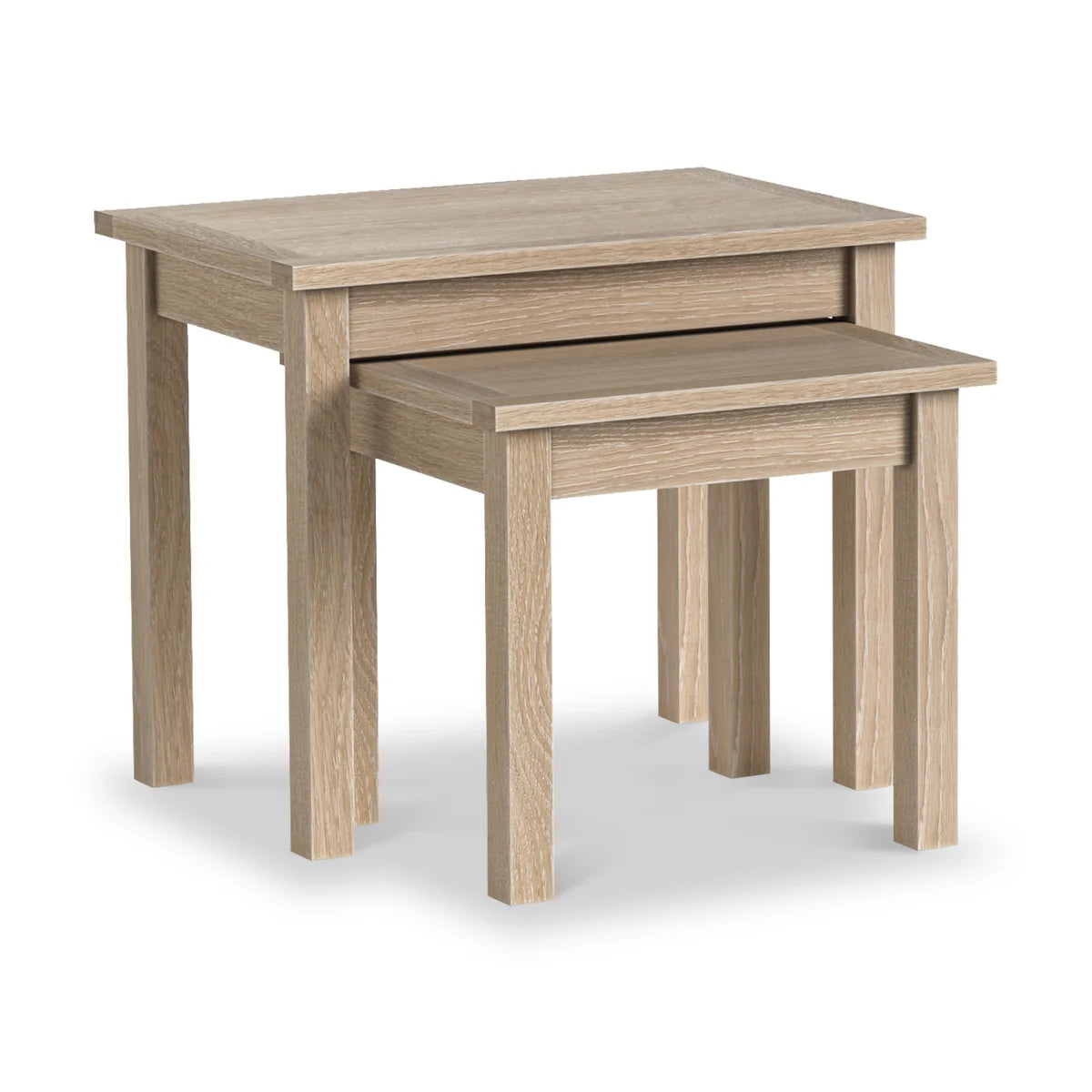 Modern Country Washed Oak Nest of Tables