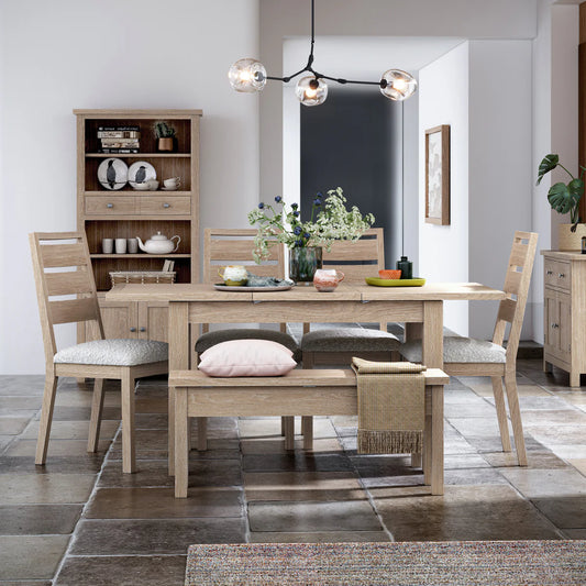 Modern Country Washed Oak 120cm - 165cm Extending Dining Table