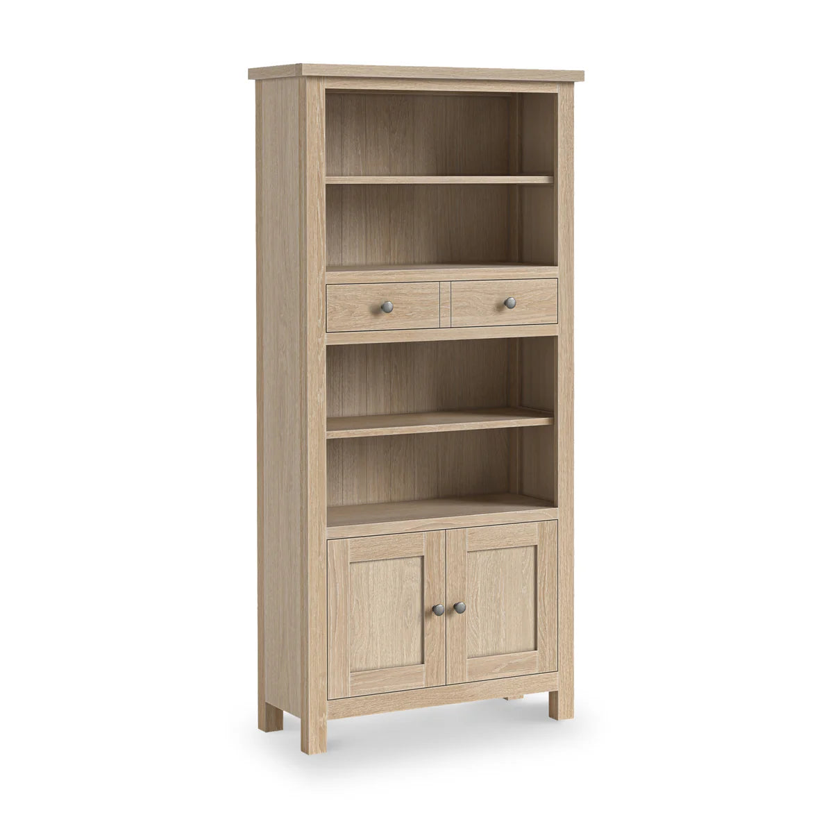 Modern Country Washed Oak Display Bookcase