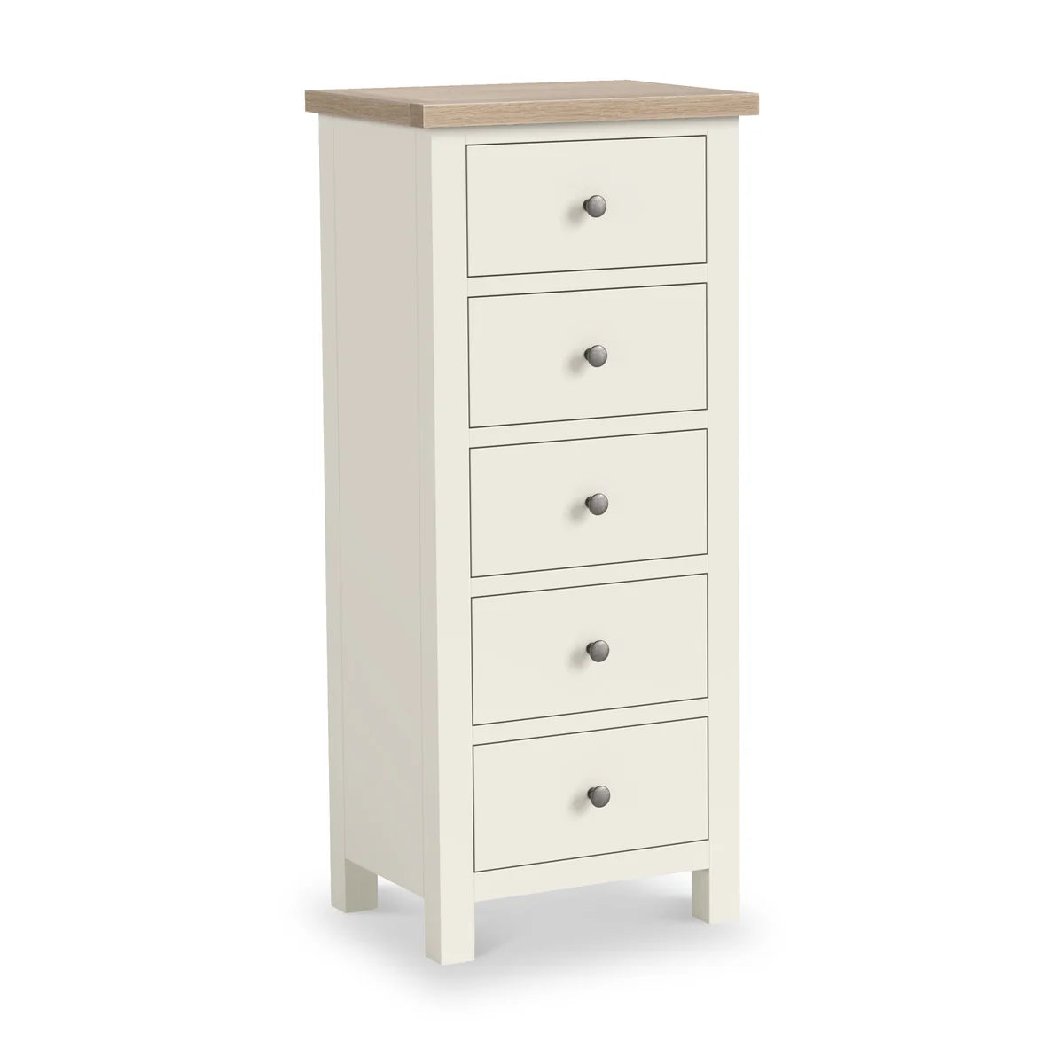 Modern Country 5 Drawer Tallboy Chest - Coconut White