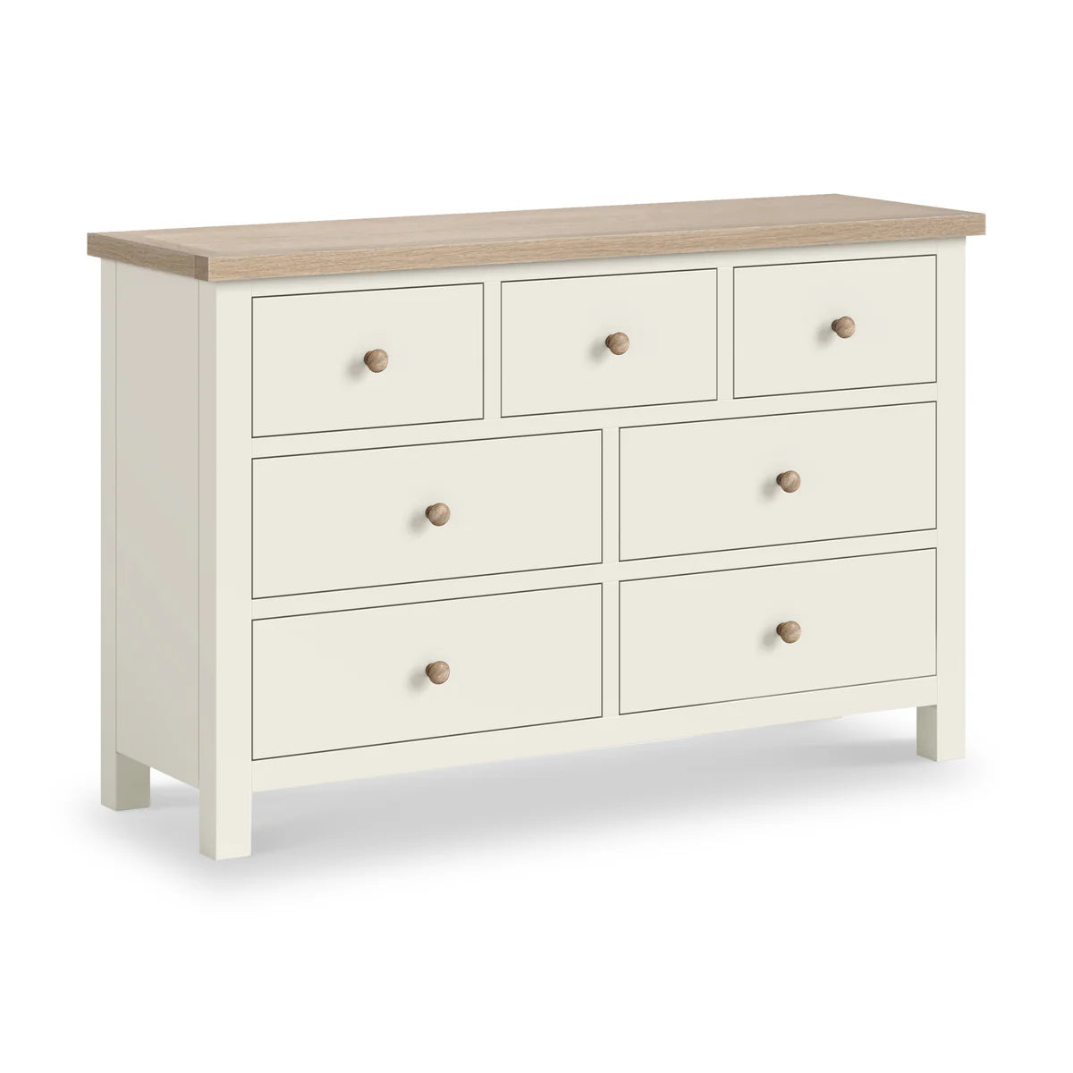 Modern Country 3 over 4 Chest of Drawers - Coconut White