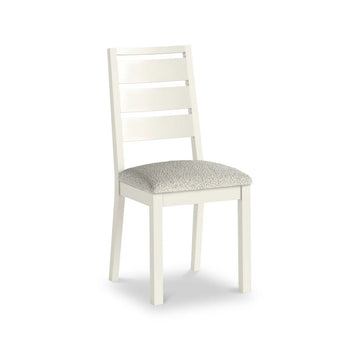Modern Country White Boucle Slatted Back Dining Chair - Coconut White