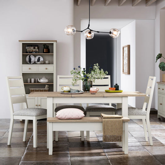 Modern Country White Boucle Slatted Back Dining Chair - Coconut White