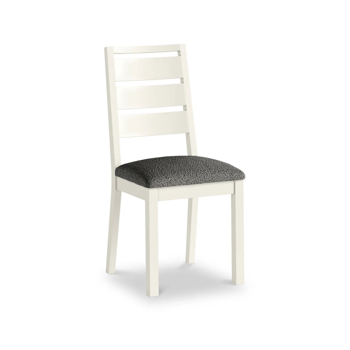 Modern Country Grey Boucle Slatted Back Dining Chair - Coconut White