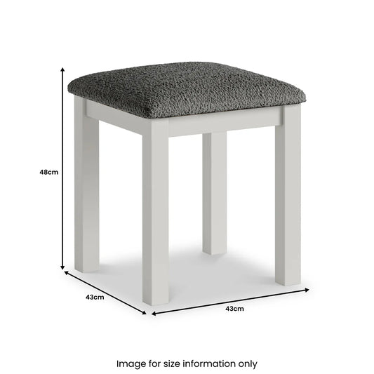 Modern Country Boucle Dressing Table Stool - Stone Grey