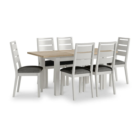 Modern Country Grey Boucle Slatted Back Dining Chair - Stone Grey