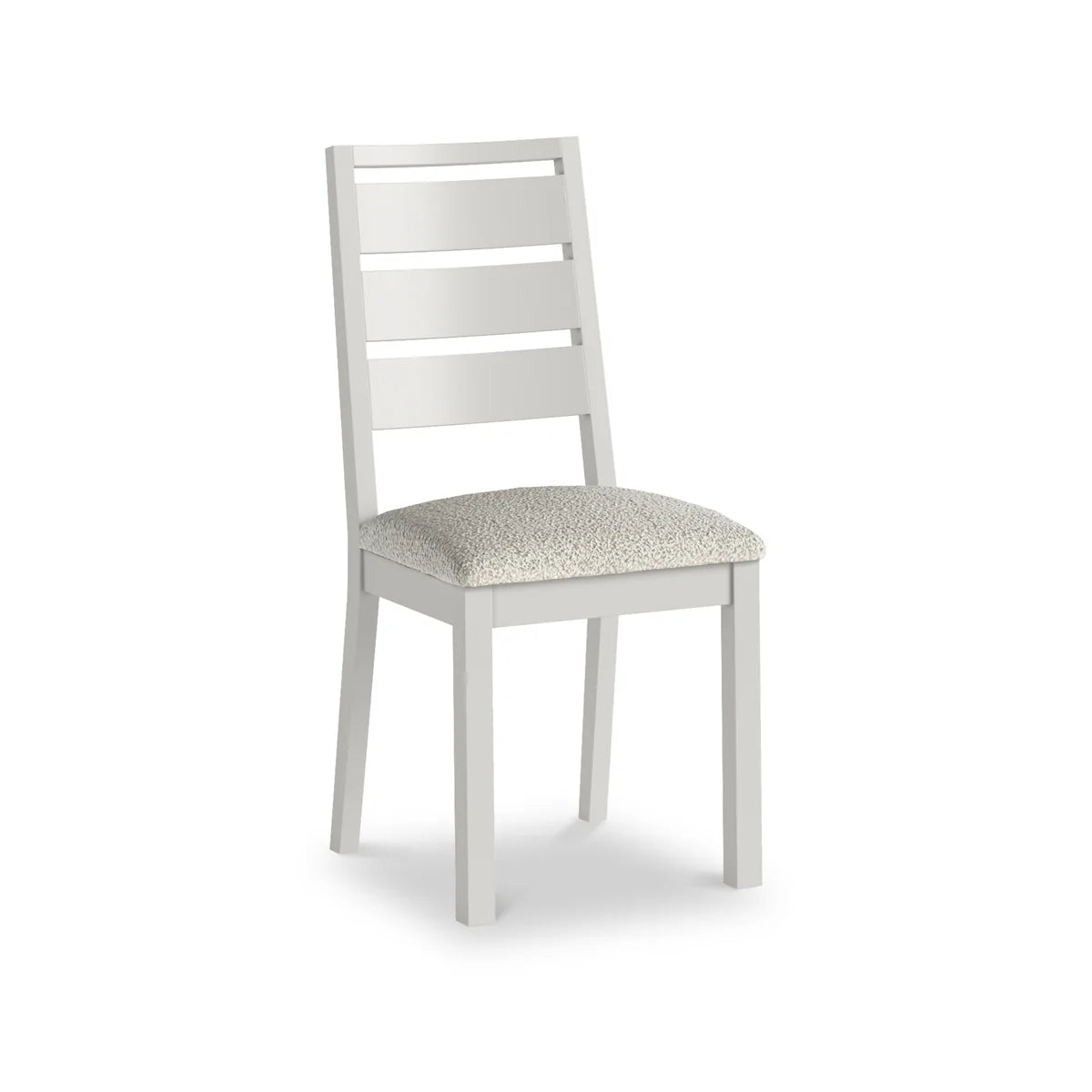 Modern Country White Boucle Slatted Back Dining Chair - Stone Grey