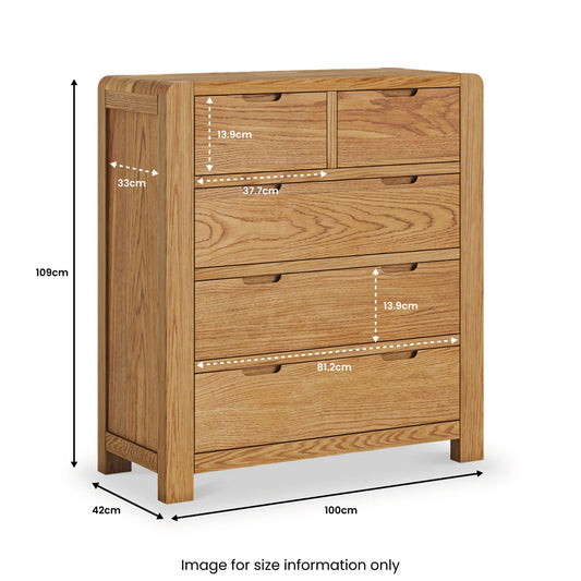 Bergen Oak 2 Over 3 Drawer Chest