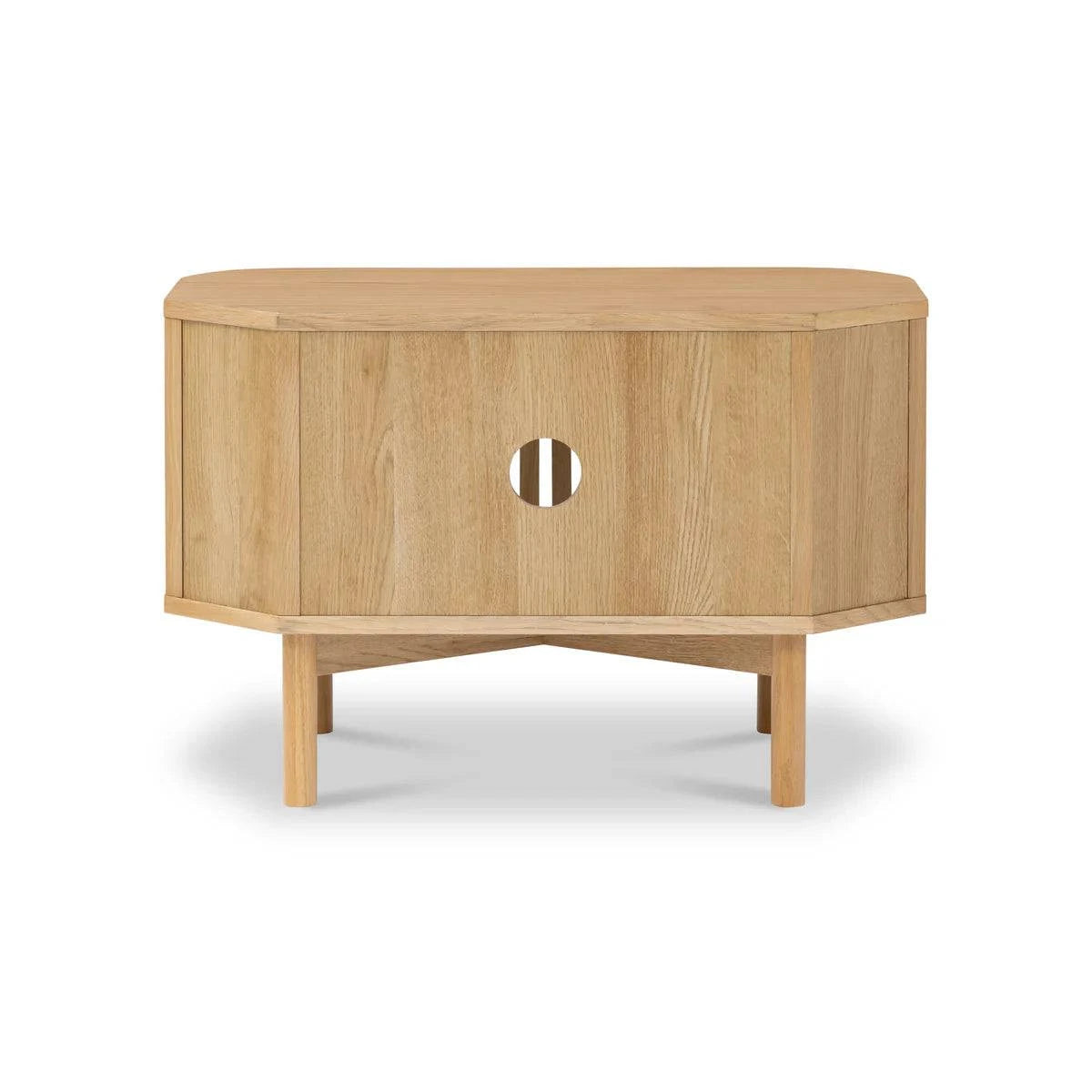 Soho Oak Slatted Corner TV Unit - Blythe Living