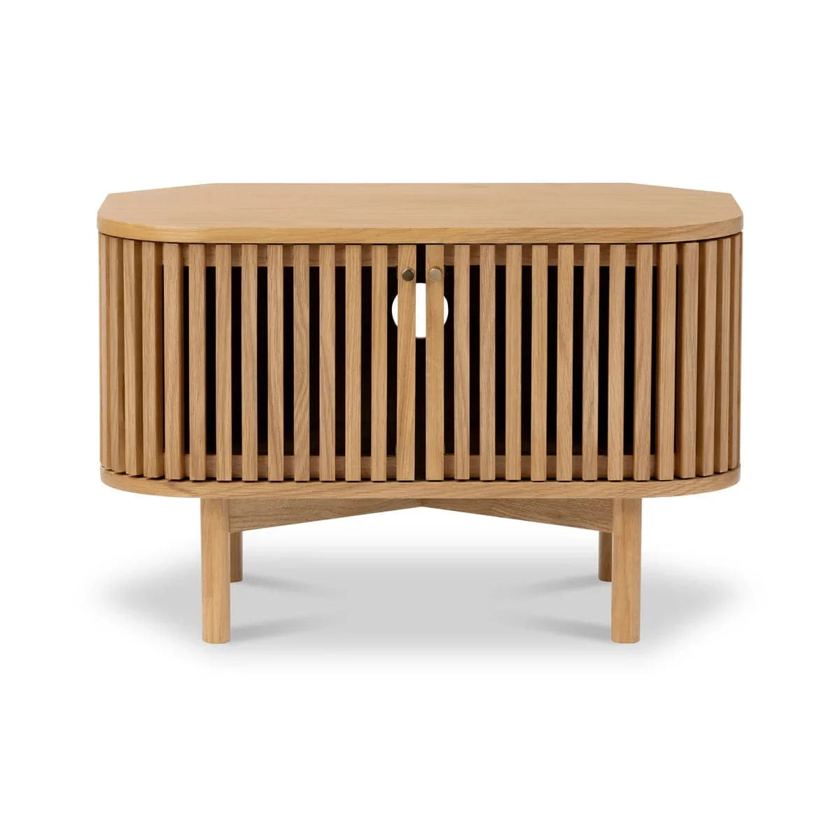 Soho Oak Slatted Corner TV Unit - Blythe Living