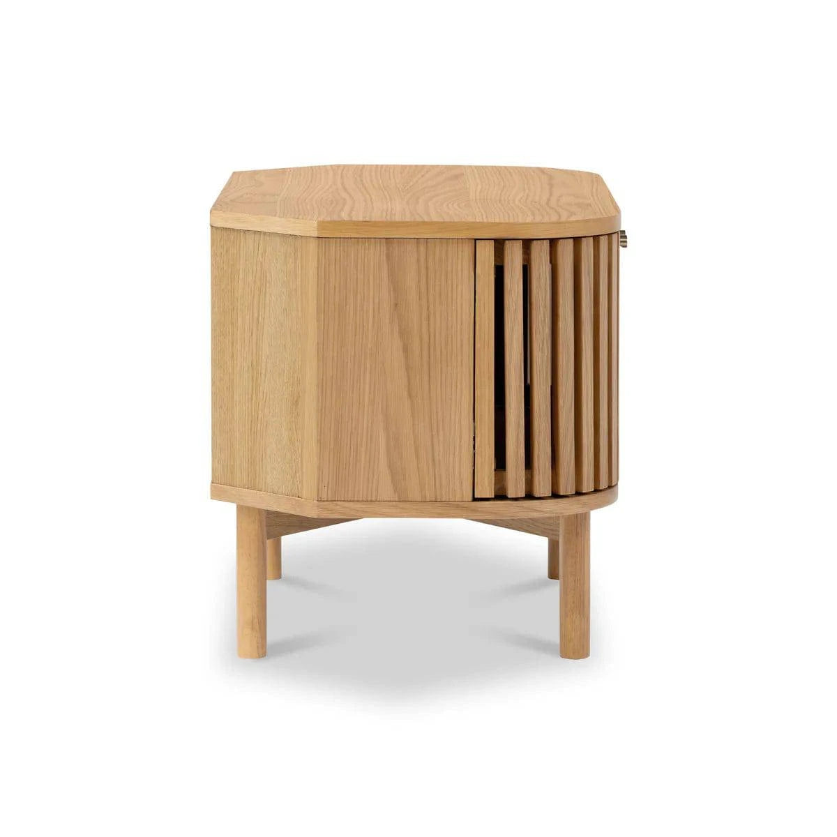 Soho Oak Slatted Corner TV Unit - Blythe Living