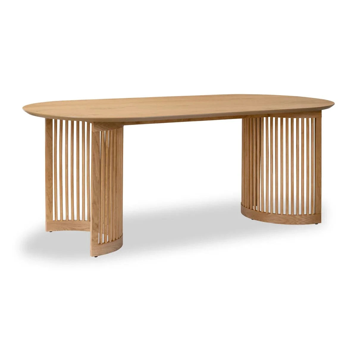 Soho Oak 200cm Slatted Oval Dining Table - Blythe Living