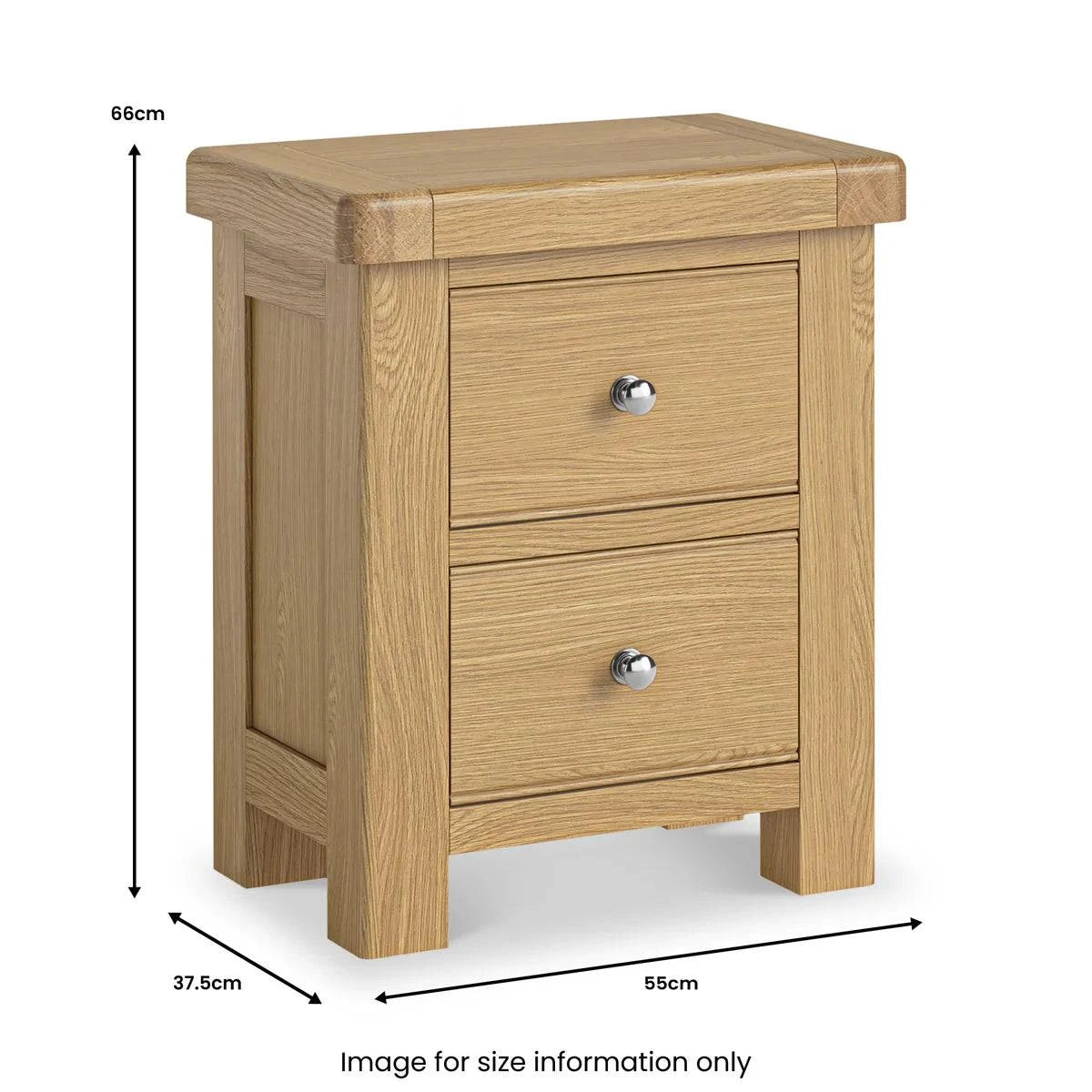 Normandy Oak 2 Drawer Bedside Table - Blythe Living