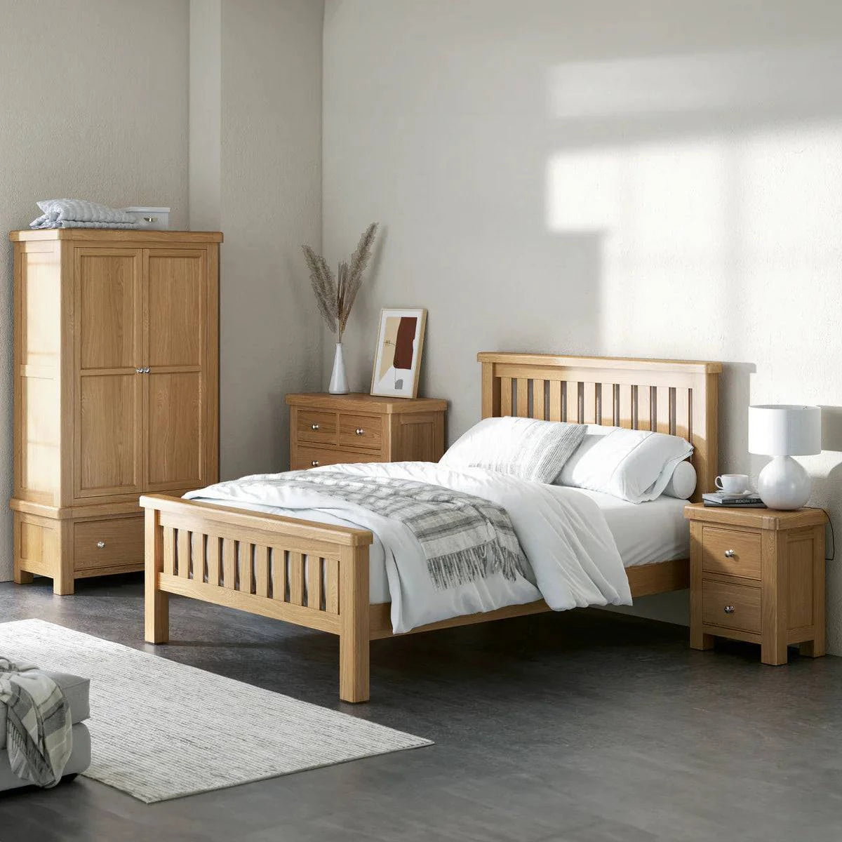 Normandy Oak 2 Drawer Bedside Table - Blythe Living