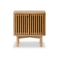 Soho Oak Slatted 2 Door Bedside Table - Blythe Living