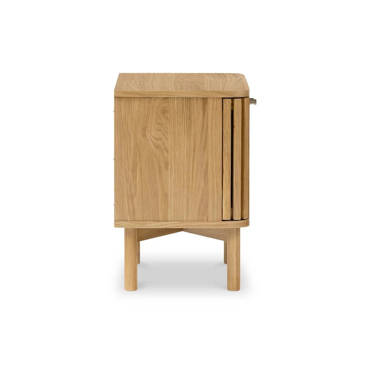 Soho Oak Slatted 2 Door Bedside Table - Blythe Living
