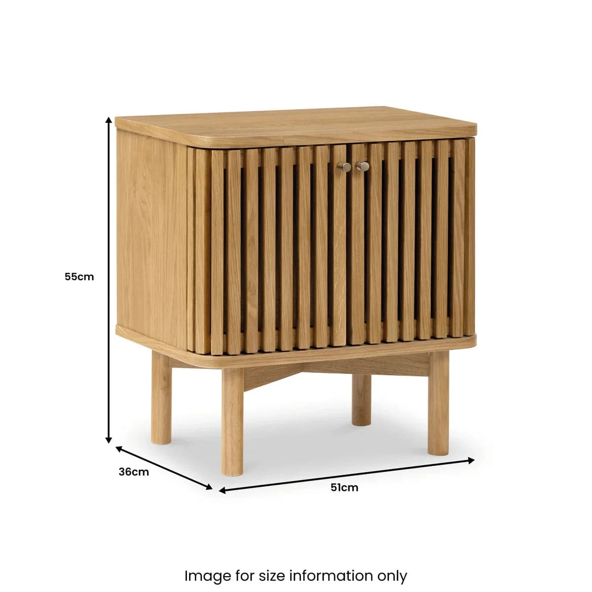 Soho Oak Slatted 2 Door Bedside Table - Blythe Living