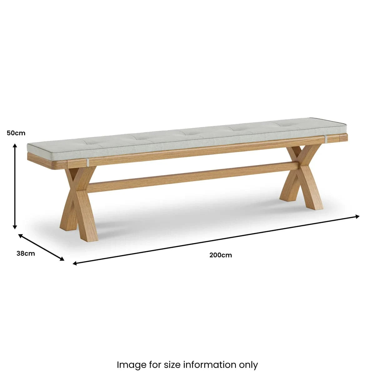 Normandy Oak Beige 200cm Cross Legged Dining Bench - Blythe Living