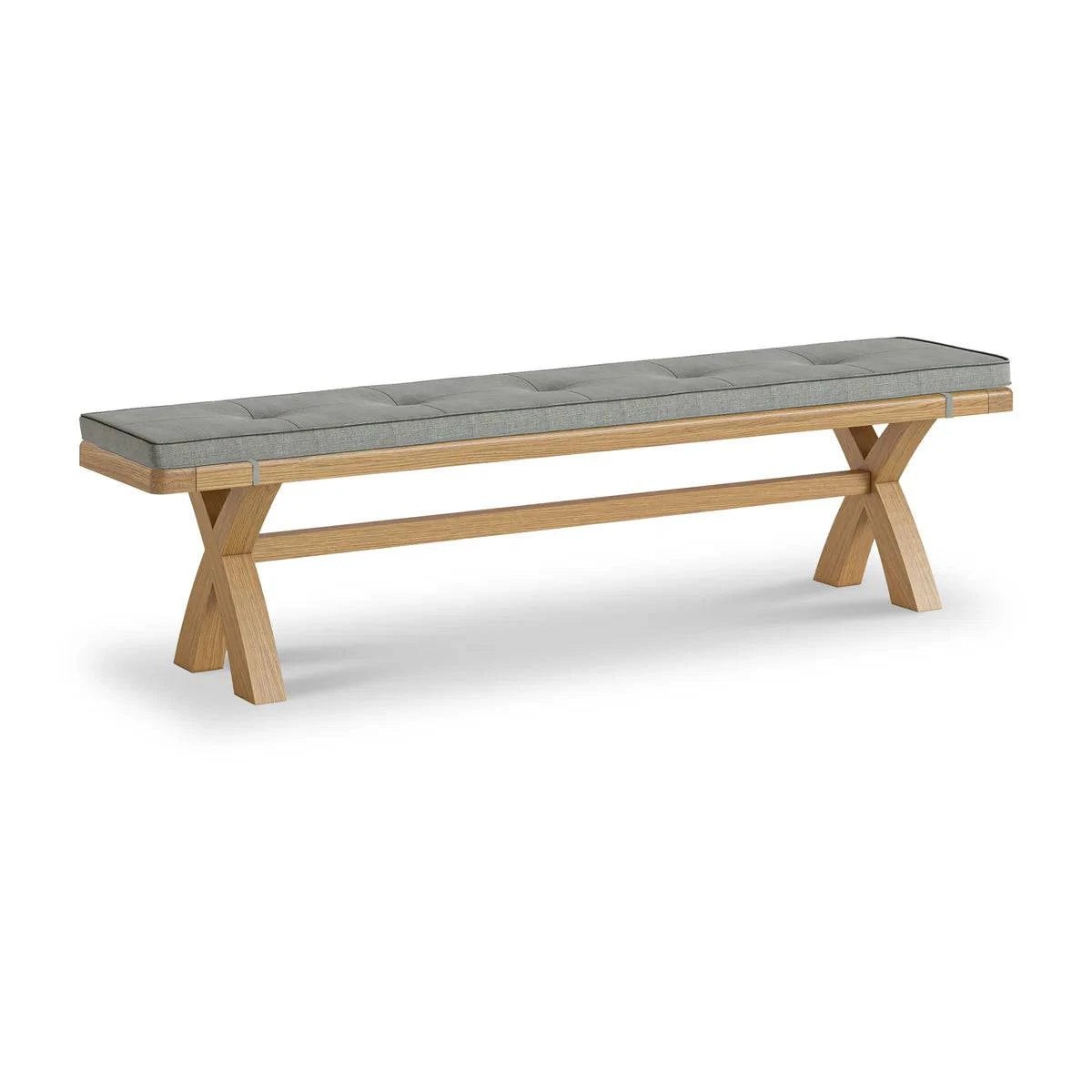 Normandy Oak Grey 200cm Cross Legged Dining Bench - Blythe Living