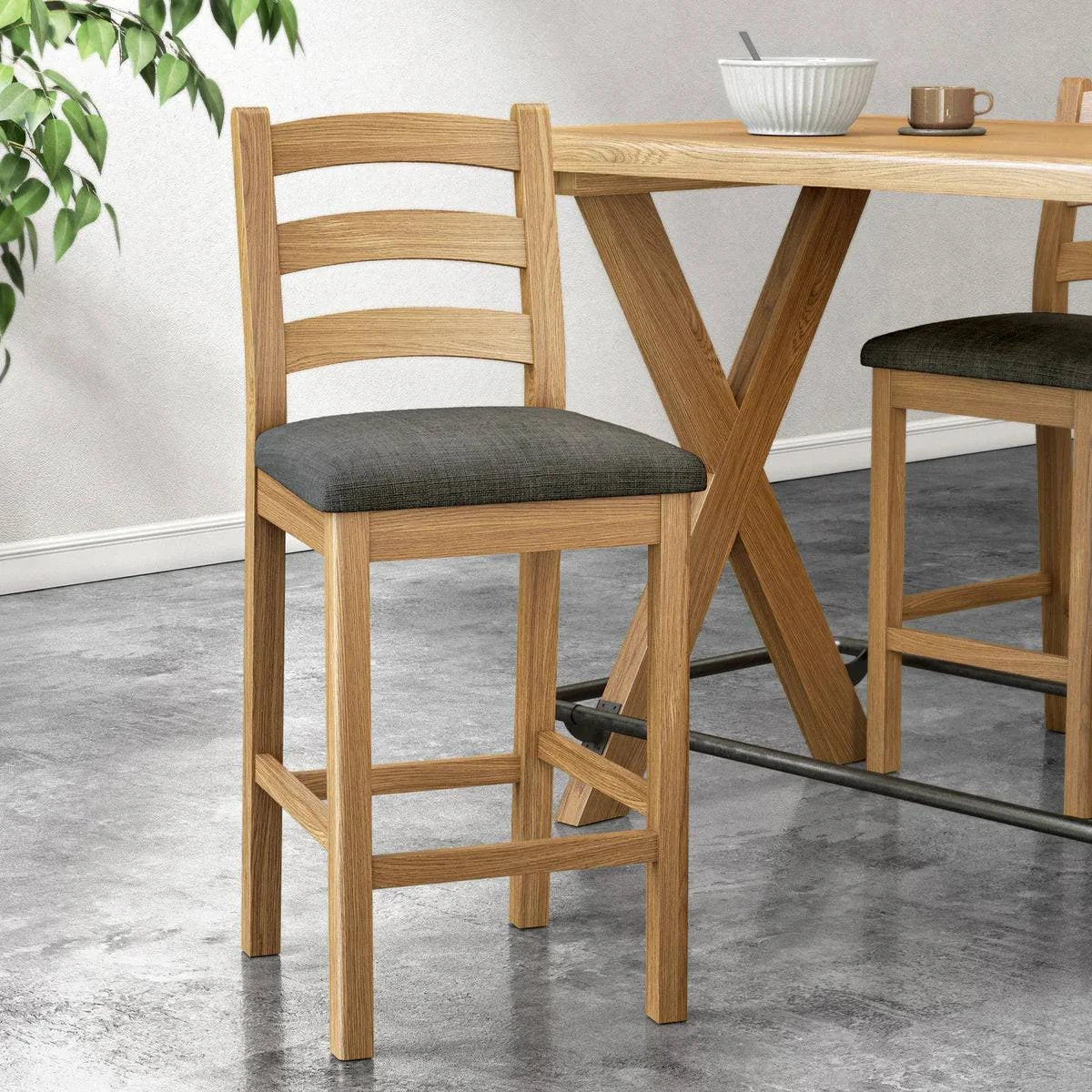 Normandy Oak Charcoal Bar Stool - Blythe Living