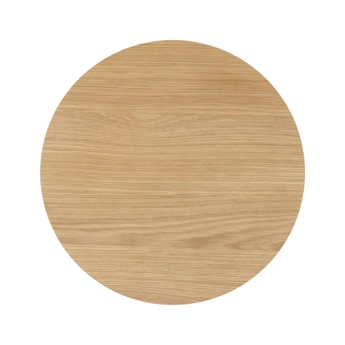Soho Oak Slatted Round 1 Drawer Side Table - Blythe Living