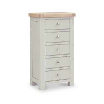 Salcombe 5 Drawer Tallboy Chest - Stone Grey
