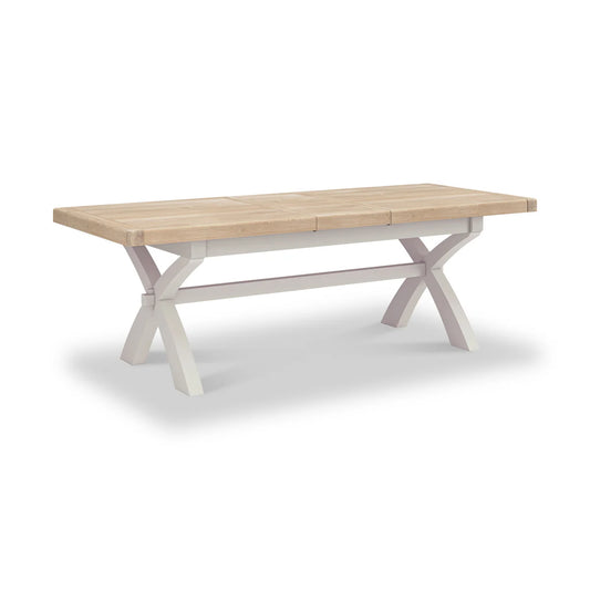 Salcombe Cross Leg Extending Dining Table - Stone Grey - Blythe Living