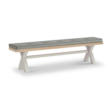 Salcombe Stone Grey Cross Leg Bench - Grey Cushion