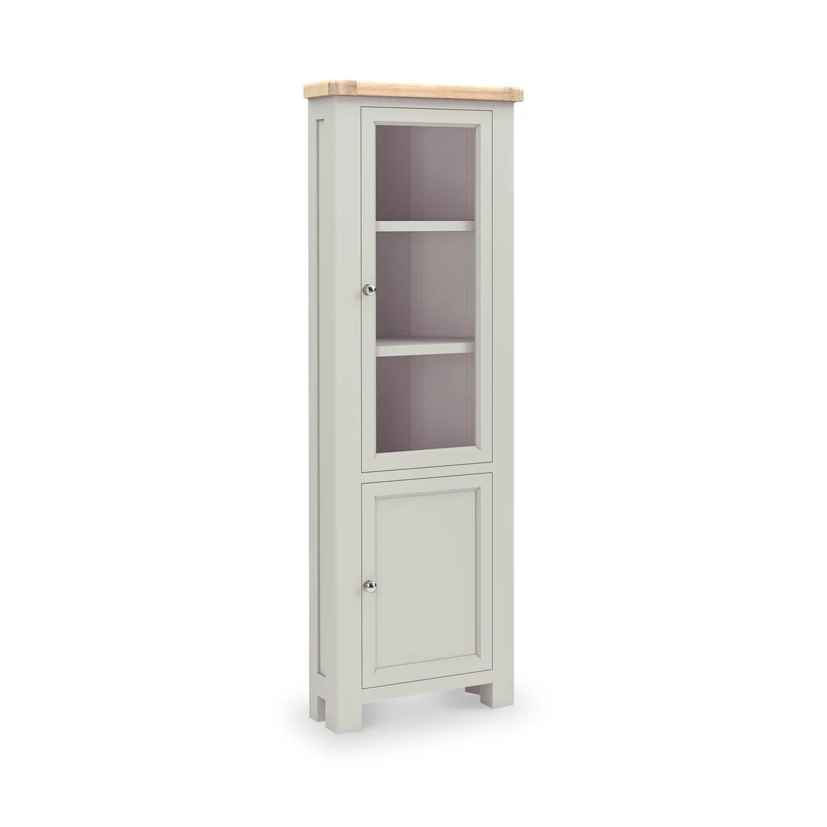 Salcombe Corner Display Cabinet - Stone Grey