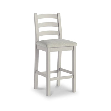 Salcombe Stone Grey Ladder Back Bar Chair - Beige Cushion