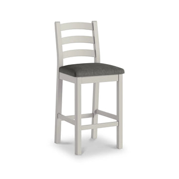 Salcombe Stone Grey Ladder Back Bar Chair - Charcoal Cushion