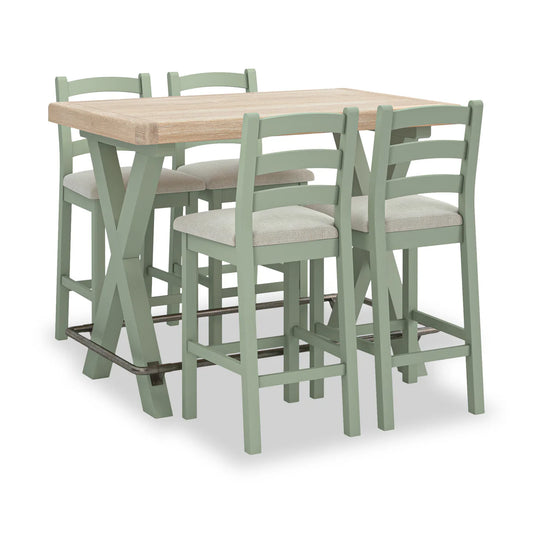 Salcombe Sage Ladder Back Bar Chair - Beige Cushion