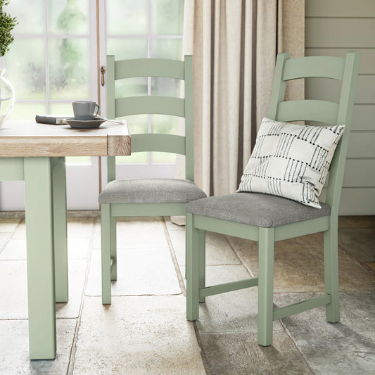 Salcombe Ladder Back Dining Chair - Sage/Grey - Blythe Living